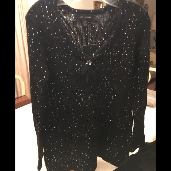 ST. JOHN NWT Caviar Sequin sweater - Picture 3 of 10
